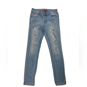 Wax Jeans Butt I Love You Distressed Skinny Light  Wash Size 1